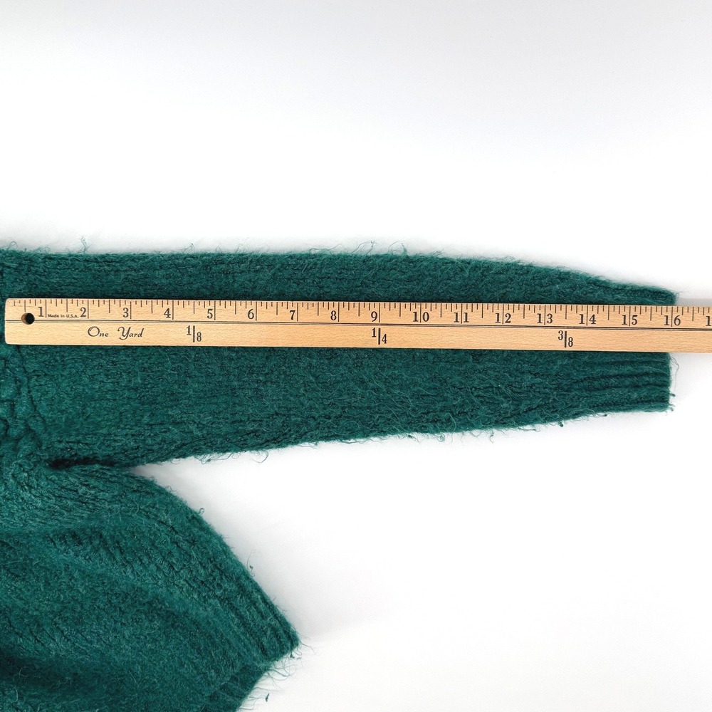 Free People Sweater Women XS Green Mock Neck Boho Chunky Cropped Cozy Pull Over - Picture 9 of 10